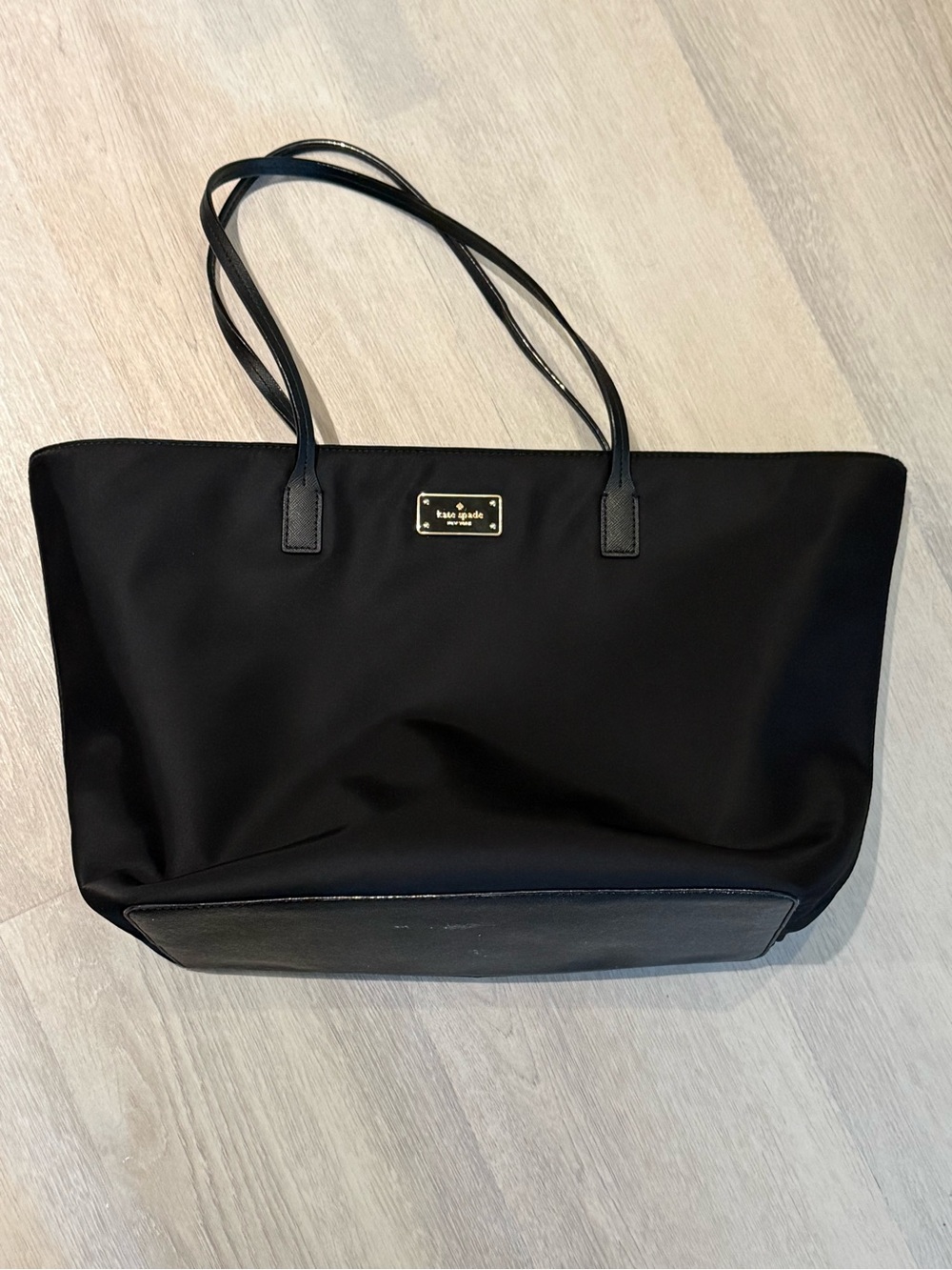 kate spade Black Nylon Tote with Gold Plaque